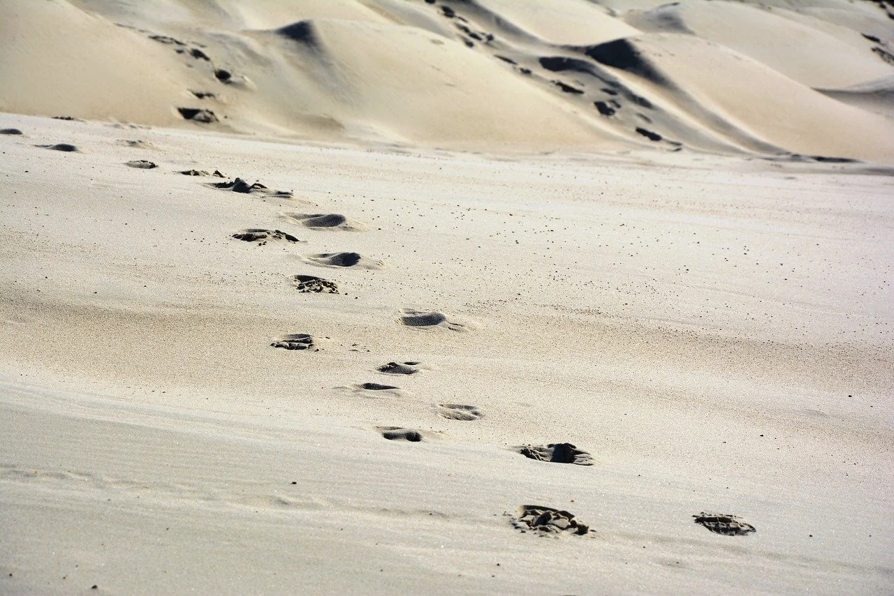 Meine eigene Spur im Sand hinterlassen
